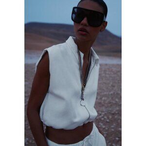 ZARA TOPSTITCHED WAISTCOAT WITH ELASTICATED HEM